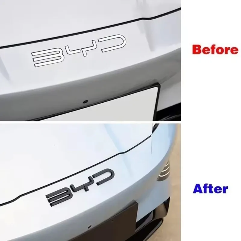 ل BYD ختم هان سونغ يوان دولفين ATTO 3 اكسسوارات السيارات المصد الأمامي شعار شارة ملصق مائي شعار الكربون الأسود تجديد ملصق