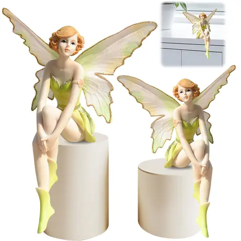 Flower Fairy Figurine Flower Fairy Adornment Exquisite Resin Angel Figurine Decorative Flower Girl Decoration for Tabletop Decor