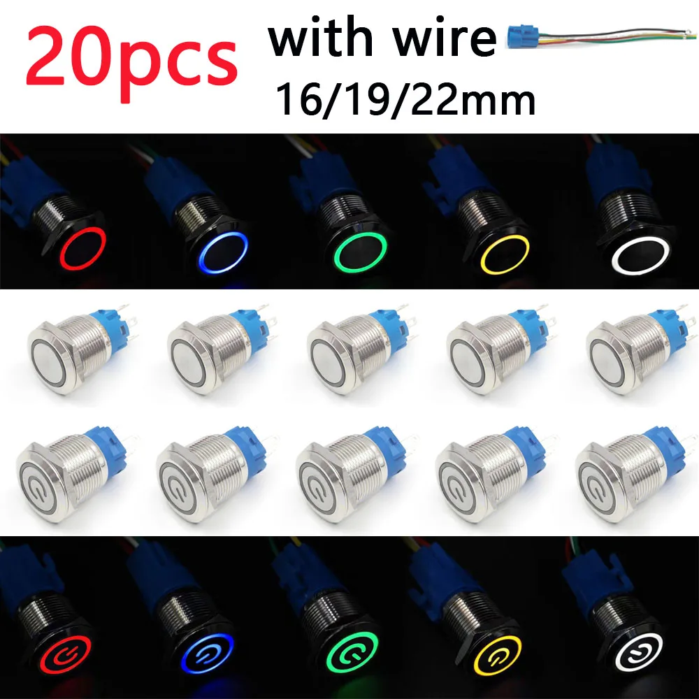 switch-20pcs-16-19-22-mm-push-button-12v-on-off-power-momentary-latching-led-light-waterproof-red-green-white-3v-5v-6v-24v-220v