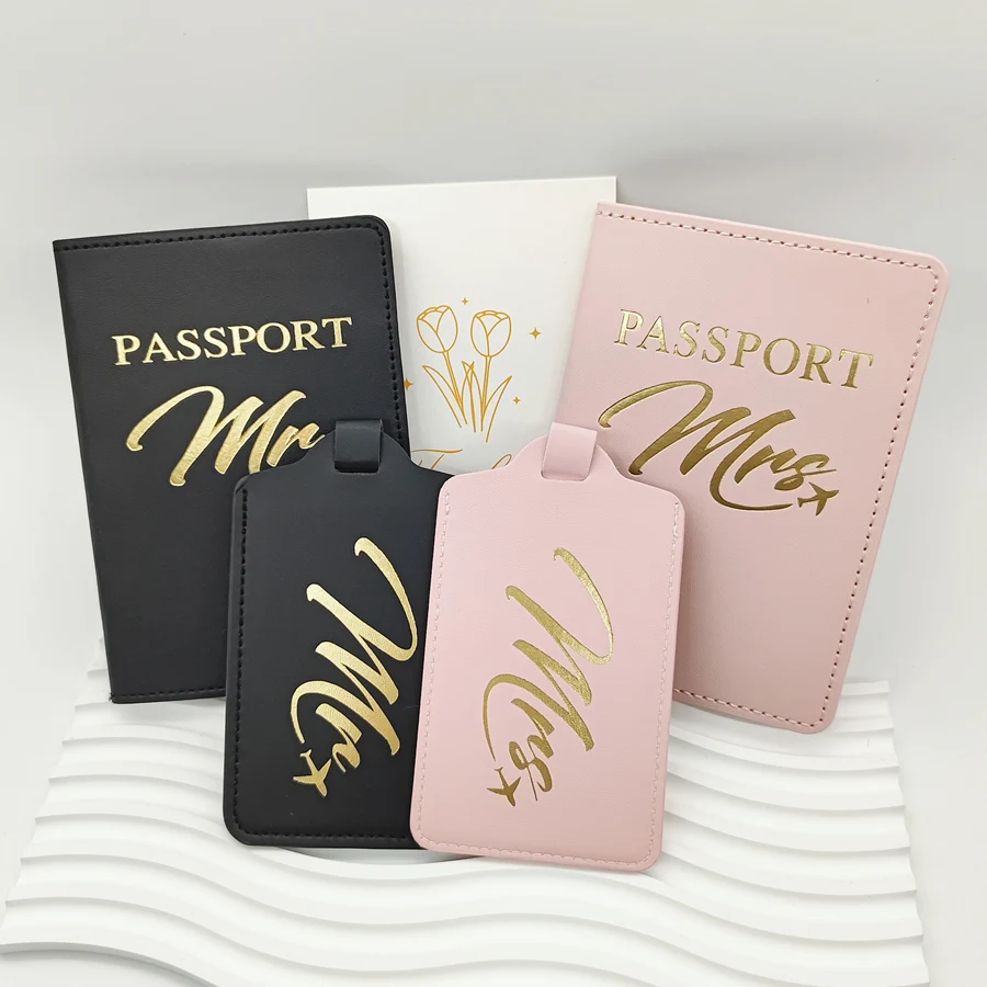 4PCS/Set Couples Passport Cover Luggage Tag Suitcase Name ID Cards Holder Lightweight Travel Accessories Flight Lovers Gifts