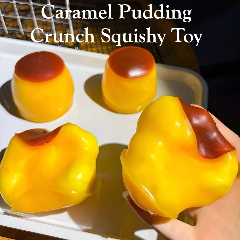 Karamellpudding-Crunch Squishy Spielzeug, formbarer Stressball, Blockfüllung, Quetschspielzeug, ASMR Reibungsgeräusch, Anti-Angst Schreibtischgeschenk