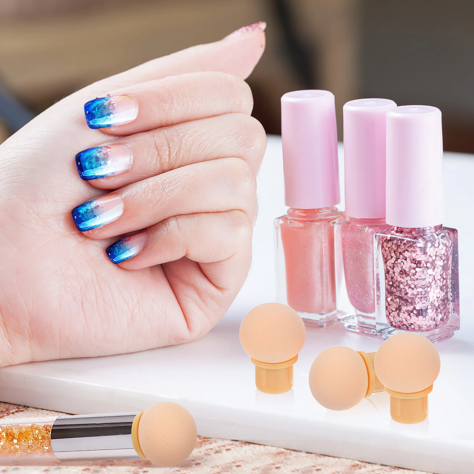 30 szt. Gradientowych Gąbek do Zdobienia Paznokci, Miękkie, Zmywalne, Wymienne do Efektu Ombre, Narzędzia do Manicure DIY, Końcówki Gąbkowe do Zdobienia Paznokci