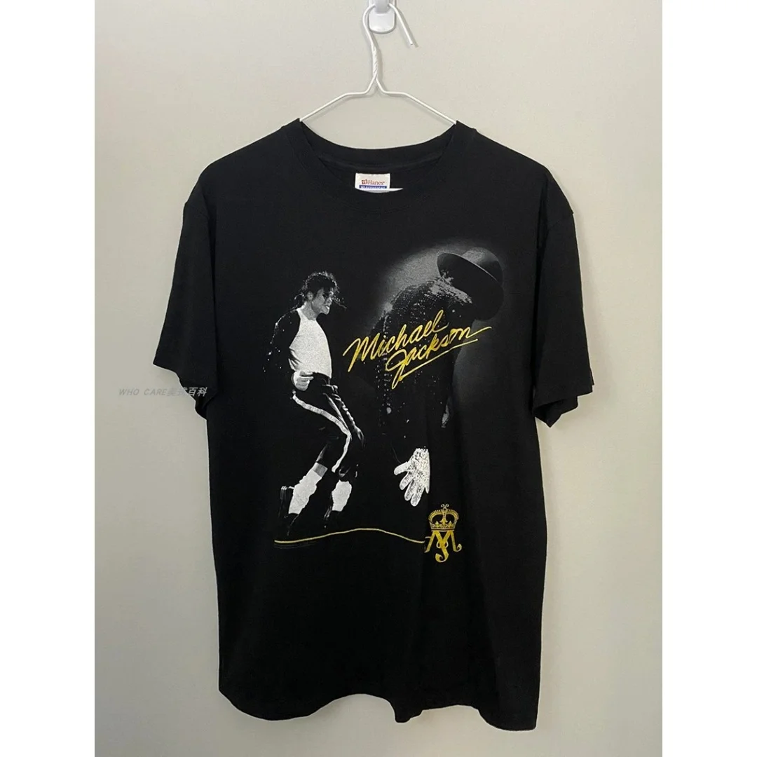 Camiseta de manga corta con gráfico retro de Michael Jackson, moda de otoño, Camiseta de algodón puro para hombre, ropa para niños, camiseta Y2k para mujer