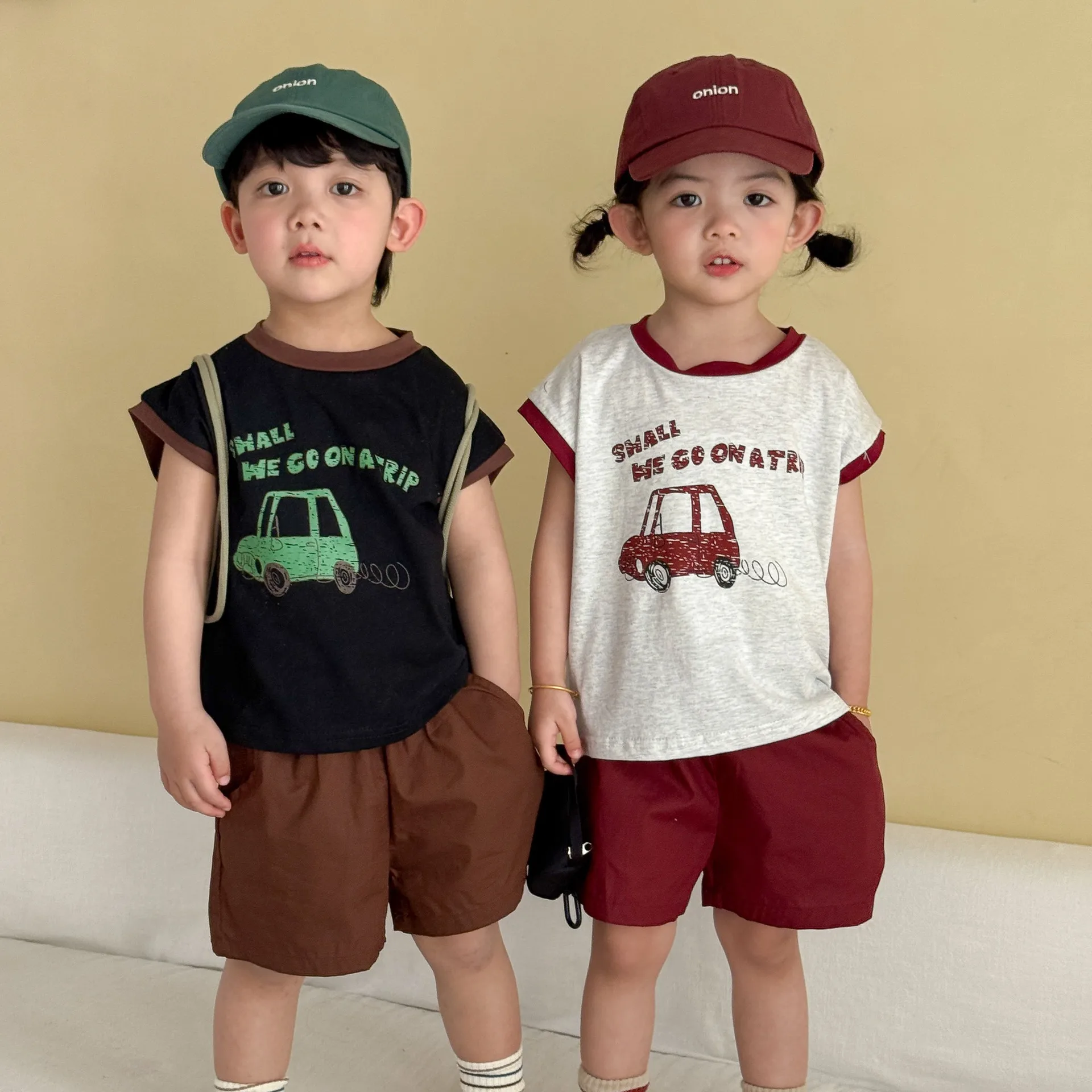 

2026 Summer New Children Short Sleeve Clothes Set Boys Girls Cartoon Print T Shirts + Shorts 2pcs Suit Kids Cotton Casual Set