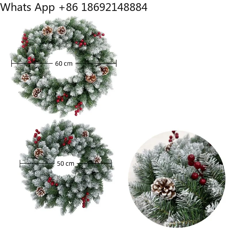 2026 new simulated Christmas wreath 50/60cm door hanging wreath, in stock