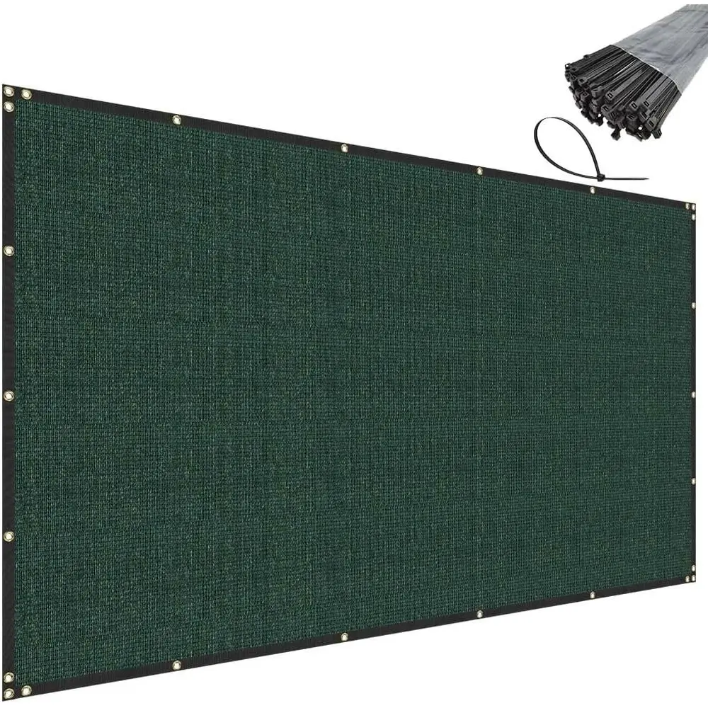 

Heavy-Duty Green Privacy Screen Mesh Fabric with Brass Grommets for Outdoor Garden, Patio, and Pool