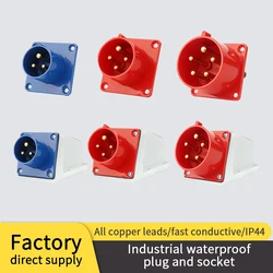 Waterproof Industrial Plug 3p 4 Pole 5 Pin Dustproof Male Female 16A 32A Wall Mounted Plug Panel Mounted Plug 220V 380V