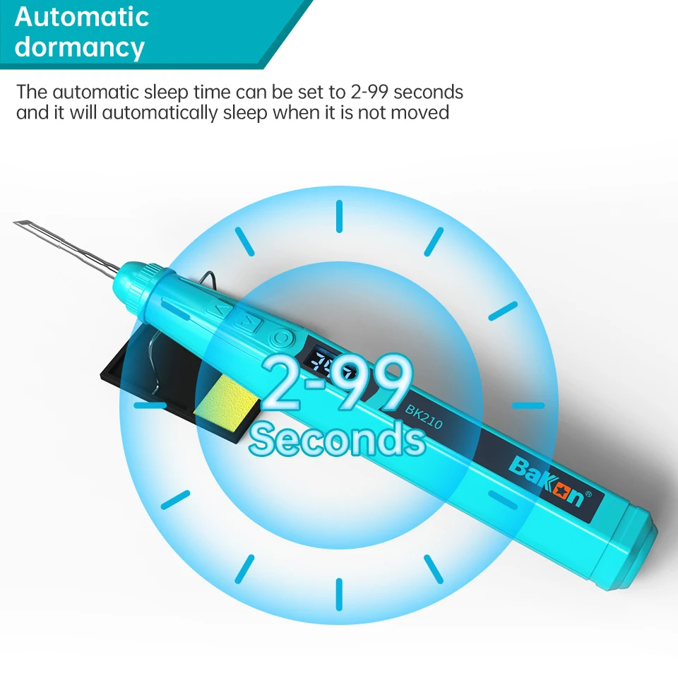 Imagem -06 - Bakon Ferro de Solda Eletrônica Carregamento Usb Portátil Temperatura Ajustável Auto Dormir Recém-atualizado Bk210s