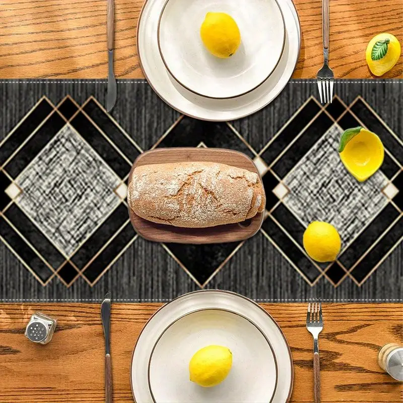 VIKAMA Retro Light Luxury Table Flag Meal Mat Set Waterproof and Anti slip Kitchen Restaurant Table Mat Home Decoration