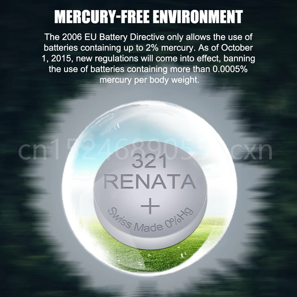 정품 Renata 321 SR616SW SR616 V321 GP321 1.55V 실버 산화물 시계 배터리, 스케일 완구 스위스 메이드 버튼 코인 셀