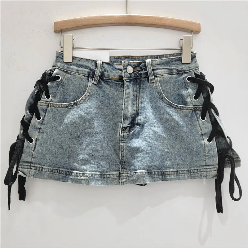 American Spice Girl Camouflage Low Waist A Word Short Skirt Women's Versatile Skinny Buttocks Short Skirt 2025 Summer New