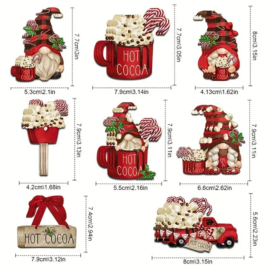 24pcs Gnome Pendant Christmas Wooden Ornament Cute Dwarf Car Hanging DIY Xmas Tree Craft Decoration New Year Hanger Party Decor - view 6