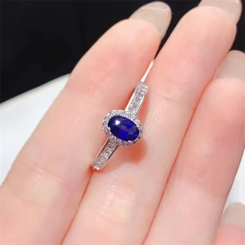

Обручальное кольцо с натуральным синим сапфиром для женщин, стерлинговое серебро 925 пробы, Gorgous Lady Girl, изысканные ювелирные изделия, подарок с сертификатом