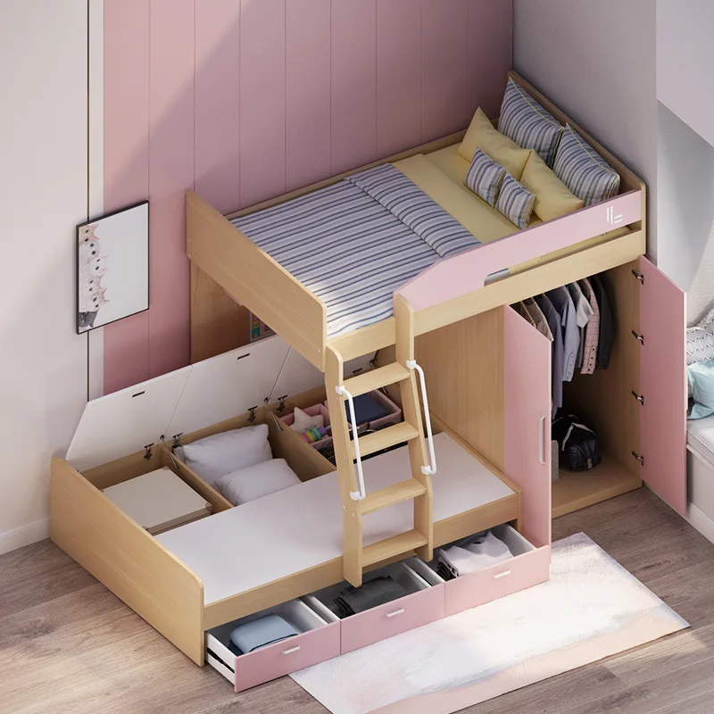 Girl child princess bed small apartment upper and lower bed mother bed multi-functional combination bed