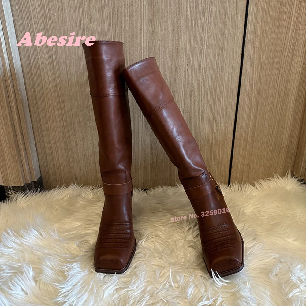 Square Toe Western Cowboy Boots Chelsea Thick Heels Retro Embroidered Knight Boots Winter Shoes for Women Newest 2024 Casual