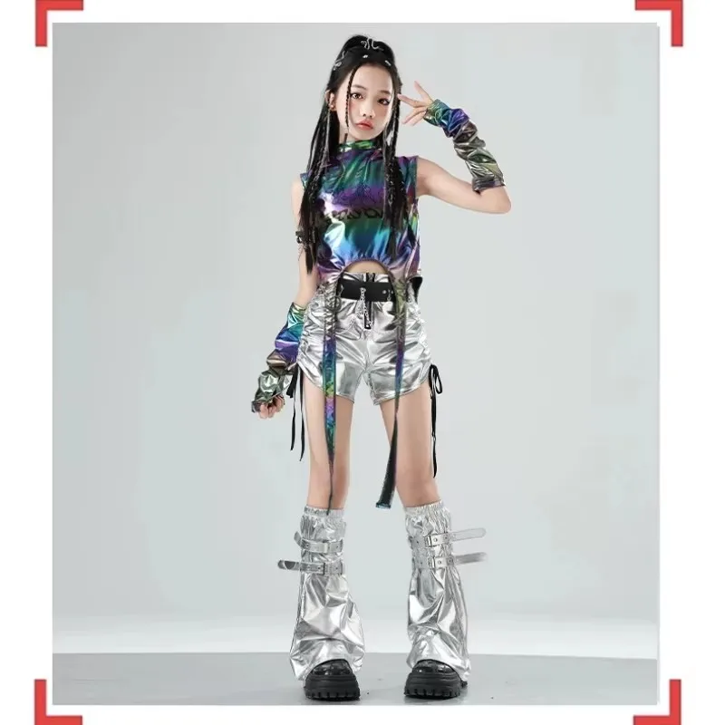 زي أداء رقص الجاز للأطفال، شريط ليزر، المنصة الجميلة والرائعة للفتيات، زي أداء مجموعة الفتيات #5