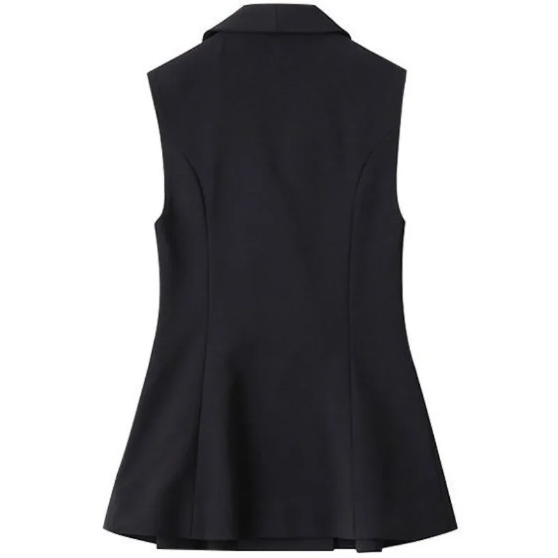 Vest Jacket Sleeveless Single Breasted Sleeveless Fashionable Elegant Simple Chic Vintage Classic Solid Color Jacket