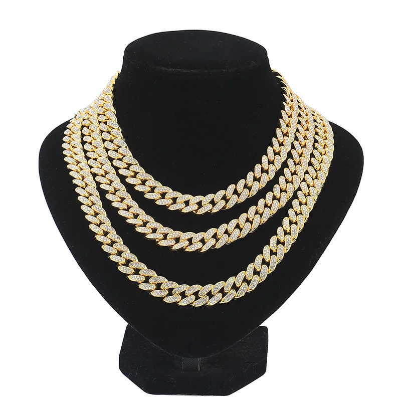 DIY accessories Cross-border European and American famous products 13mm full diamond alloy Cuban necklace men's and women's fash