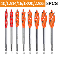 8Pcs 10-24mm Twist Drill Bit Set High-Carbon Steel 4 Flute Cut Auger Drill Bit Self-Tapping Hex Shank Drill Bit for Woodworking