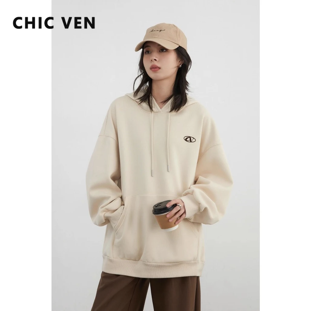 

CHIC VEN женские толстовки корейские повседневные свободные пуловеры с капюшоном на шнурке женские плюшевые толстовки уличная одежда осень-зима 2025