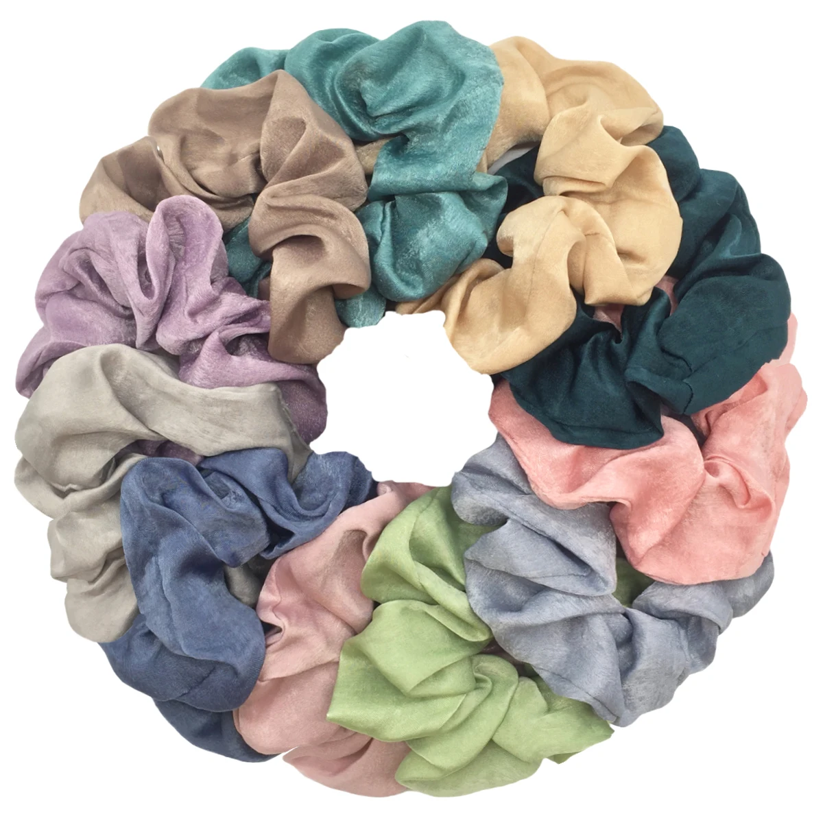 6pcs/lot Hair Scrunchies Scrunchy Ties Ropes Ponytail Holder for Women or Girls Accessories Satin Headwear Solid Black Beige