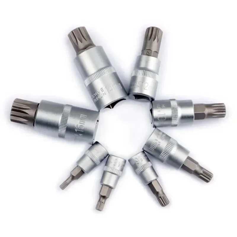 8 pçs 1/4 "3/8" 1/2 "torx bit socekt conjunto adaptador allen chave spline bits cabeça universal para chave de torque catraca chave de soquete