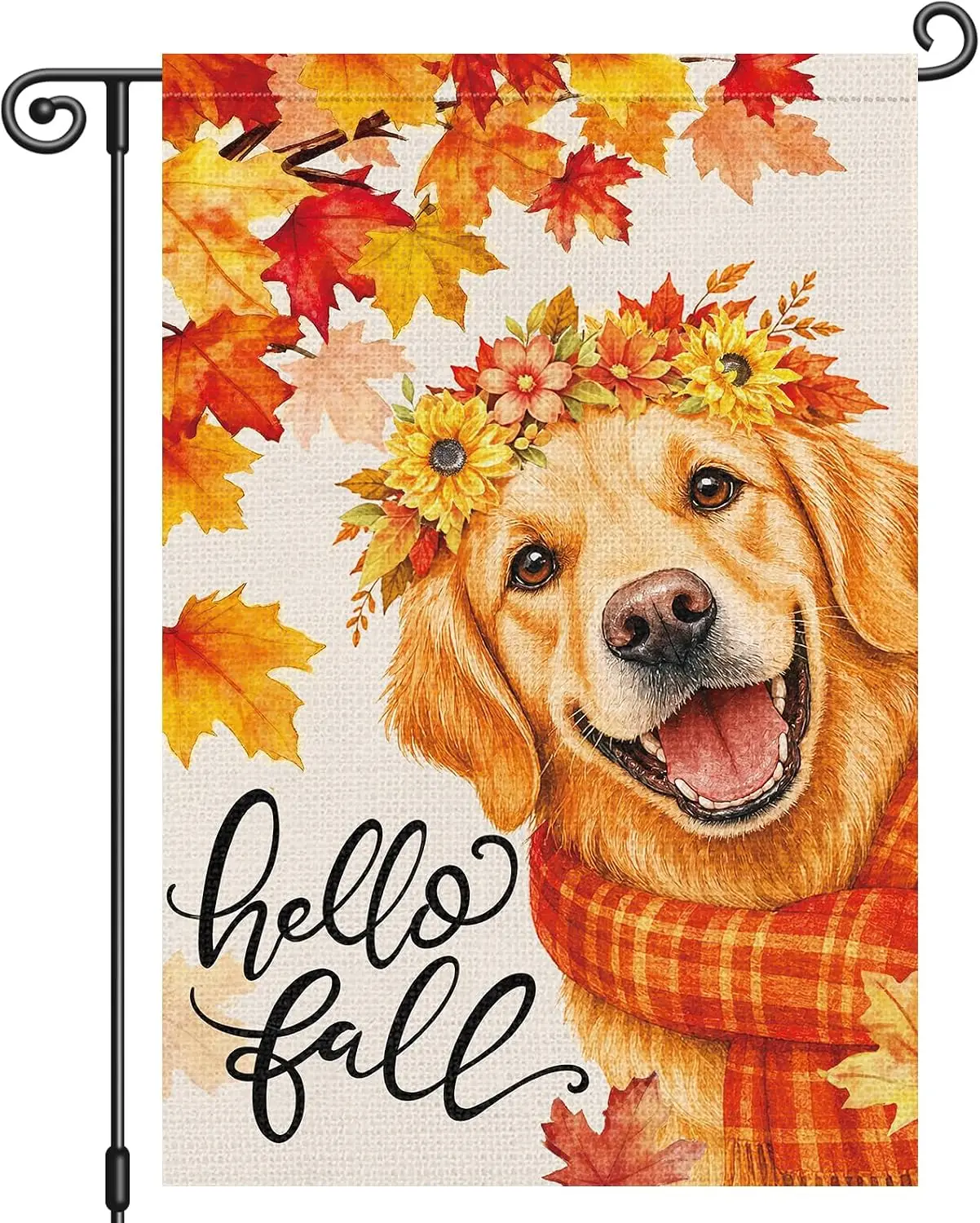 Louise Maelys Fall Garden Flag 12x18 Inch, Golden Retriever Welcome Yard Flag Double Sided, Autumn Maple Leaf Outdoor Outsid yyi