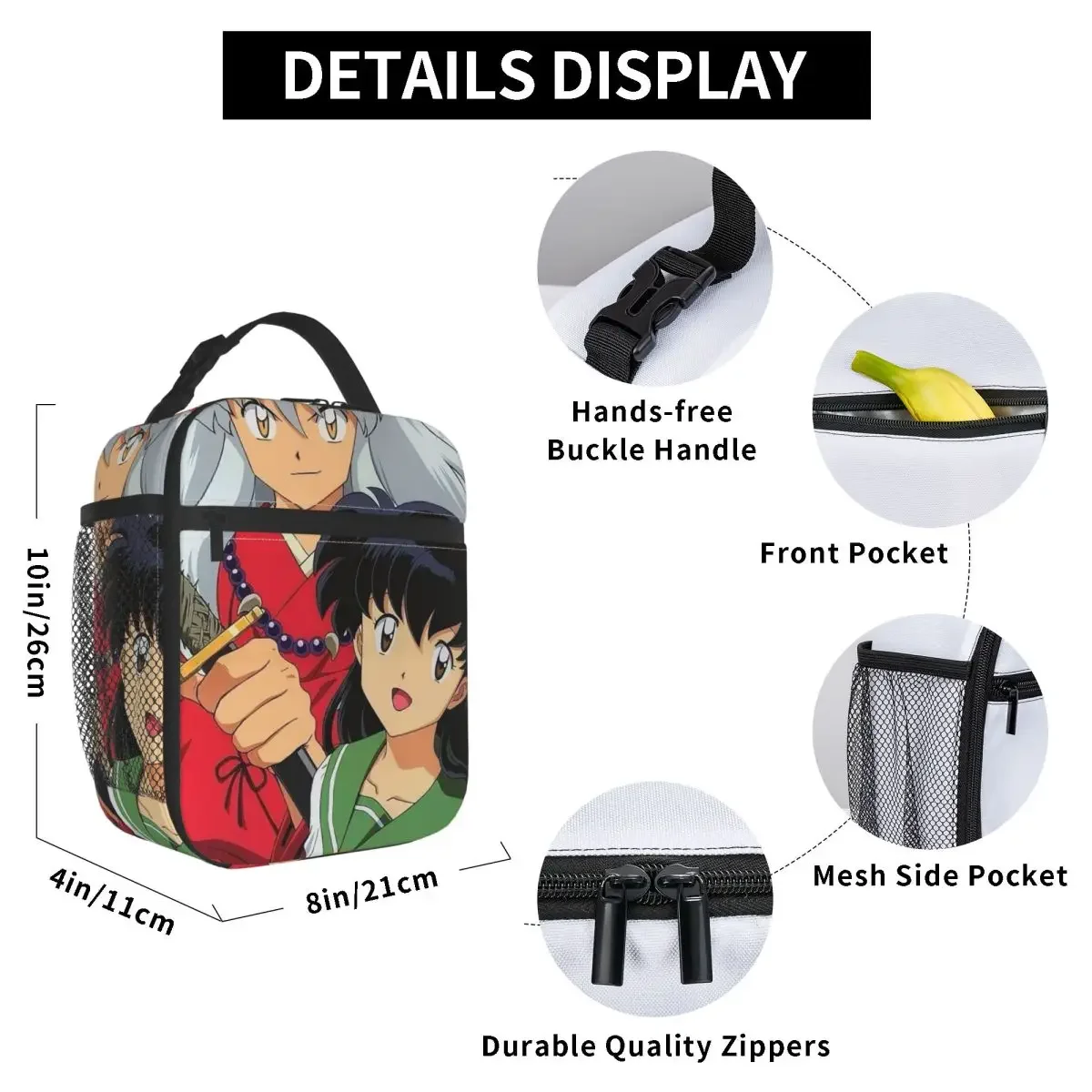 Manga Kimono Inuyasha Sesshomaru Insulated Lunch Bag for Kids School Cooler Thermal Food Box Tote Leakproof Lunch Boxe Container view 2