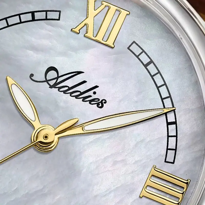 ADDIES Elegant Women's Quartz Watch Leather Strap Quiet Luxury 31MM Sapphire Glass Japan GL32 Stainless Steel Ladies Wristwatch