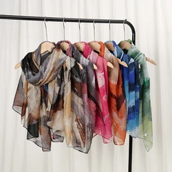Contrasting Tie Dye Viscose Hijab Scarf For Woman Muslim Hijab Shawls Elegant Lady Long Wraps Islamic Fashion Turban Headband