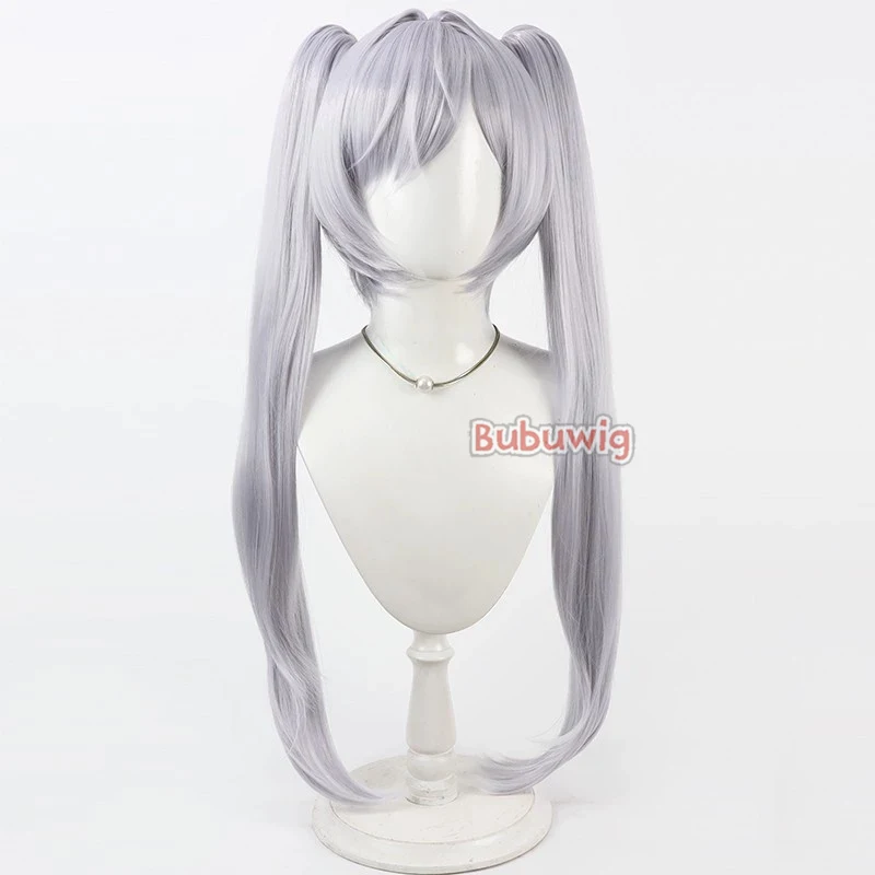 Bubuwig Synthetic Hair Cinderella Cosplay Wigs Nikke The Goddess of Victory 100cm Long Silver White Ponytail Wig Heat Resistant