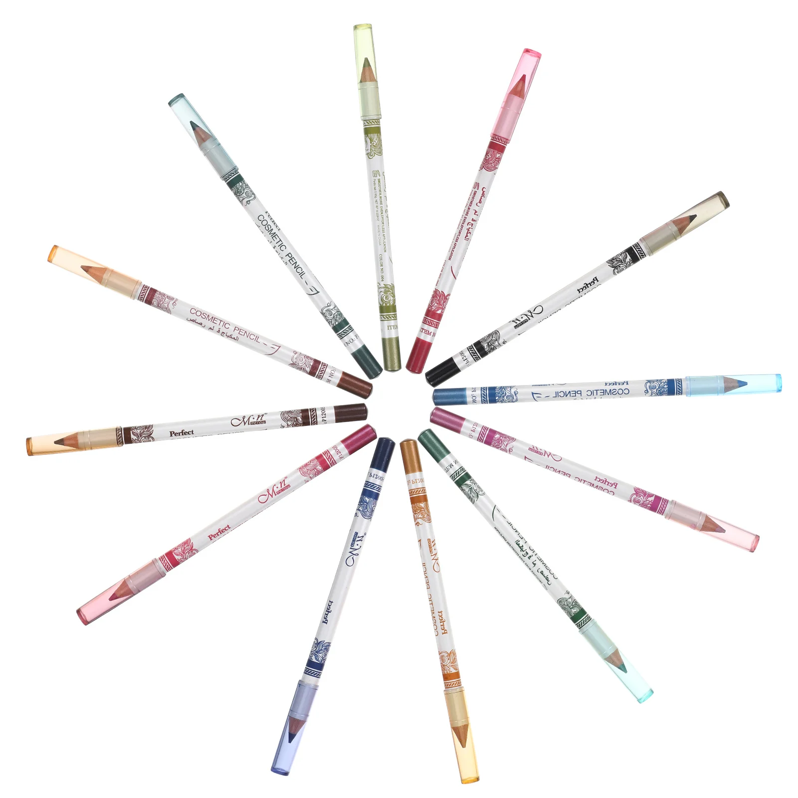

12pcs 12-Color Eyeliner Pencil Set Waterproof Oilproof Quick Dry Lightweight Portable Anti-Slip Grip For Women Girls Colored