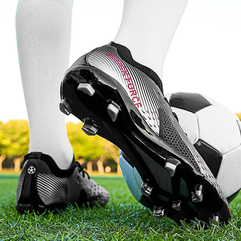 Men's Low Top Soccer Shoes AG Long Spikes Adult Football Shoes Lightweight Professional Athletic Training