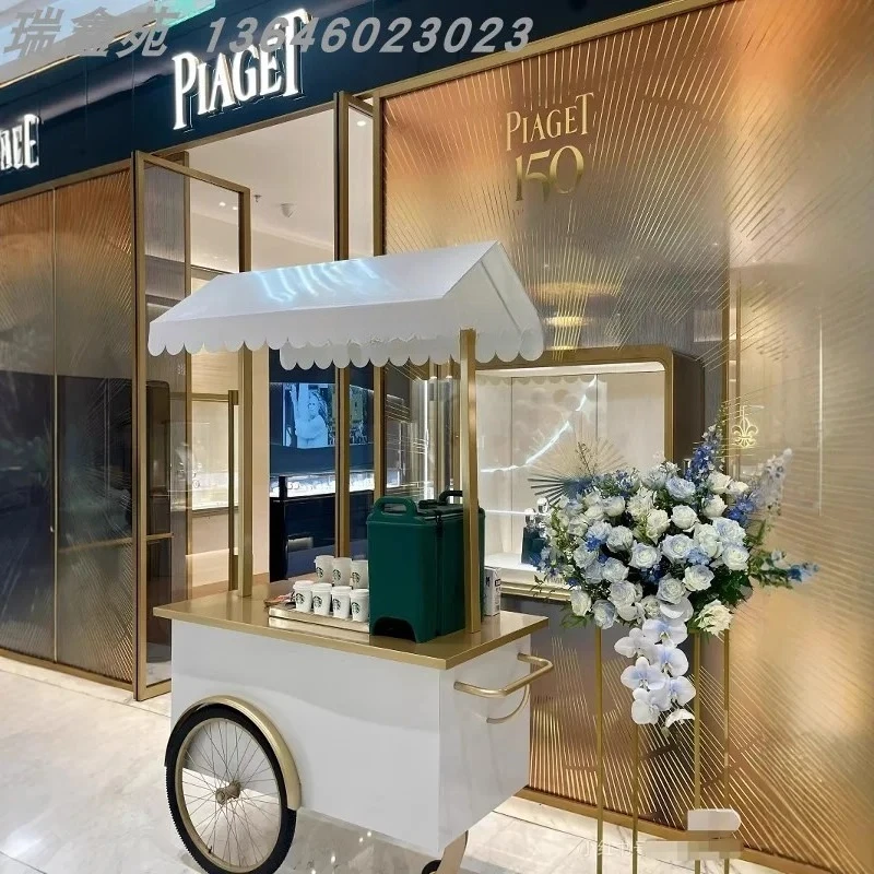 high-end booth float clock in point promotion bread display mobile stall car