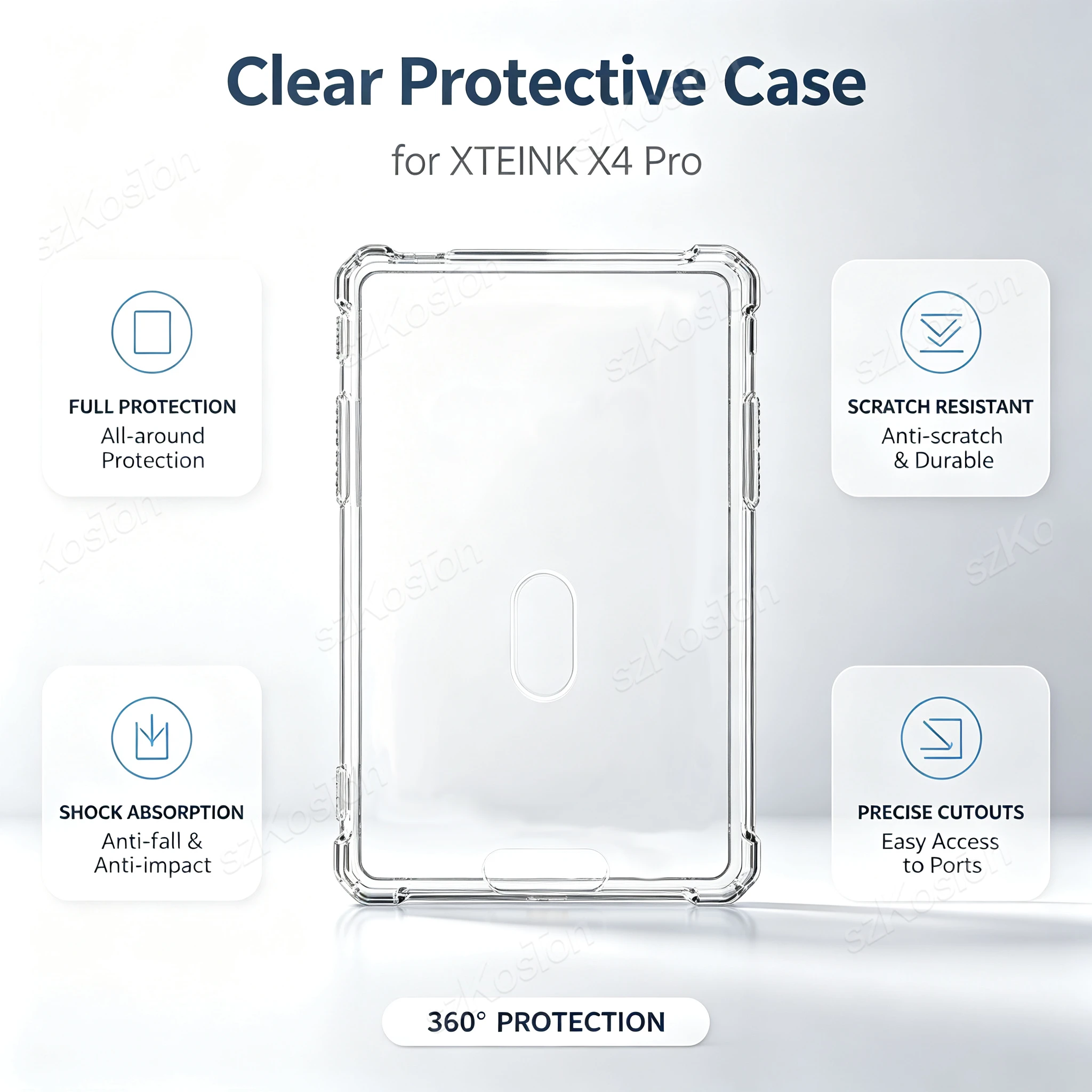 Clear Soft TPU Protective Case for XTEINK X4 Pro eBook Reader Anti-Scratch Shockproof Protection Cover for XTEINK X4 E-Reader