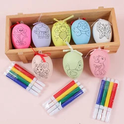 12pcs DIY Painting Easter Eggs  for Children Arts Crafts Color Filling Drawing Toy Kids Birthday Party Favors Kindergarten Gifts