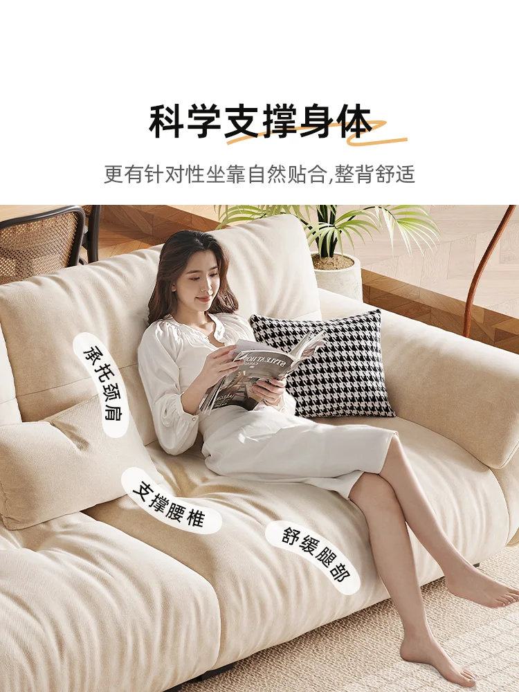 Factory Direct 2026 Cream wind cloud sailing fabric sofa Nordic modern simple small apartment living room straight row three-per