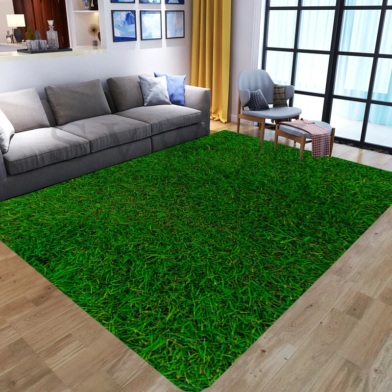 Green Grass Living Room Floor Mat 3D Printing Lawn Plant Bedroom Decoration Hallway Door Mat Non-slip Carpet Bathroom Floor Mat