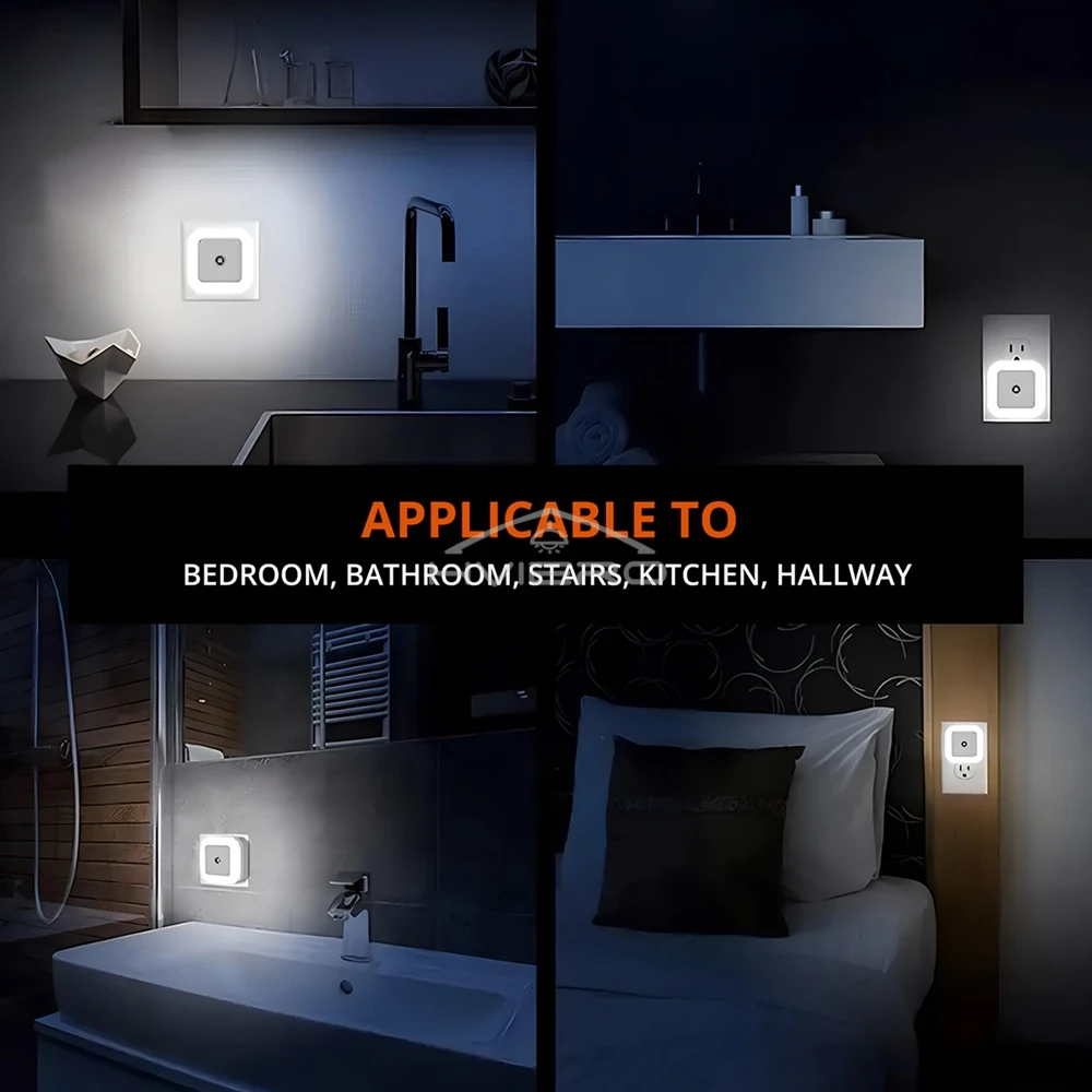 Human Body Motion Sensor LED Night Light Plug-in Type Smart Wall Lamp Energy Saving Auto Induction Lamp For WC Toilet Bedroom Ha