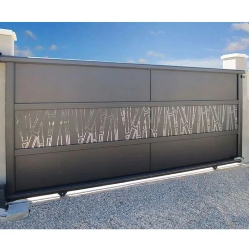 مدخل أوروبي أوتوماتيكي أسود سكني درب حديث خاص فاخر مزدوج سوينغ بوابة درب #6