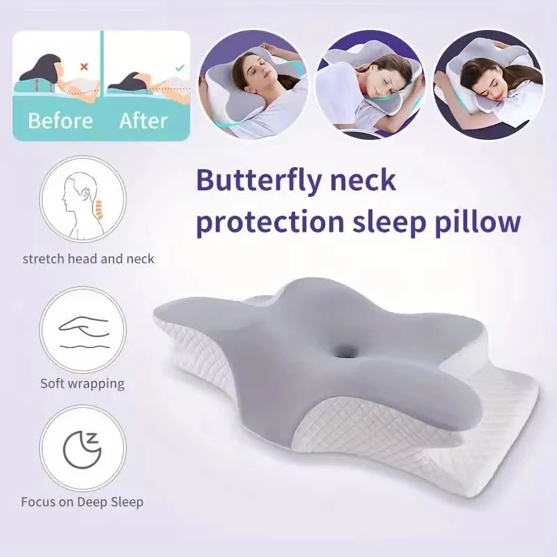 Butterfly Memory Pillow Solid Color Special-shaped Horn Pillow Cotton Slow Neck Protection Sleep Pillow Butterfly Memory Pillow