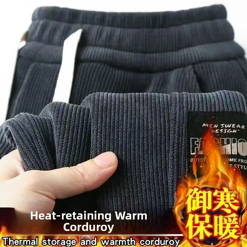

able Heavyweight Corduroy Men's Sweatpants Loose Fit Large Size Spor Casual Trousers for Autumn Winter Season