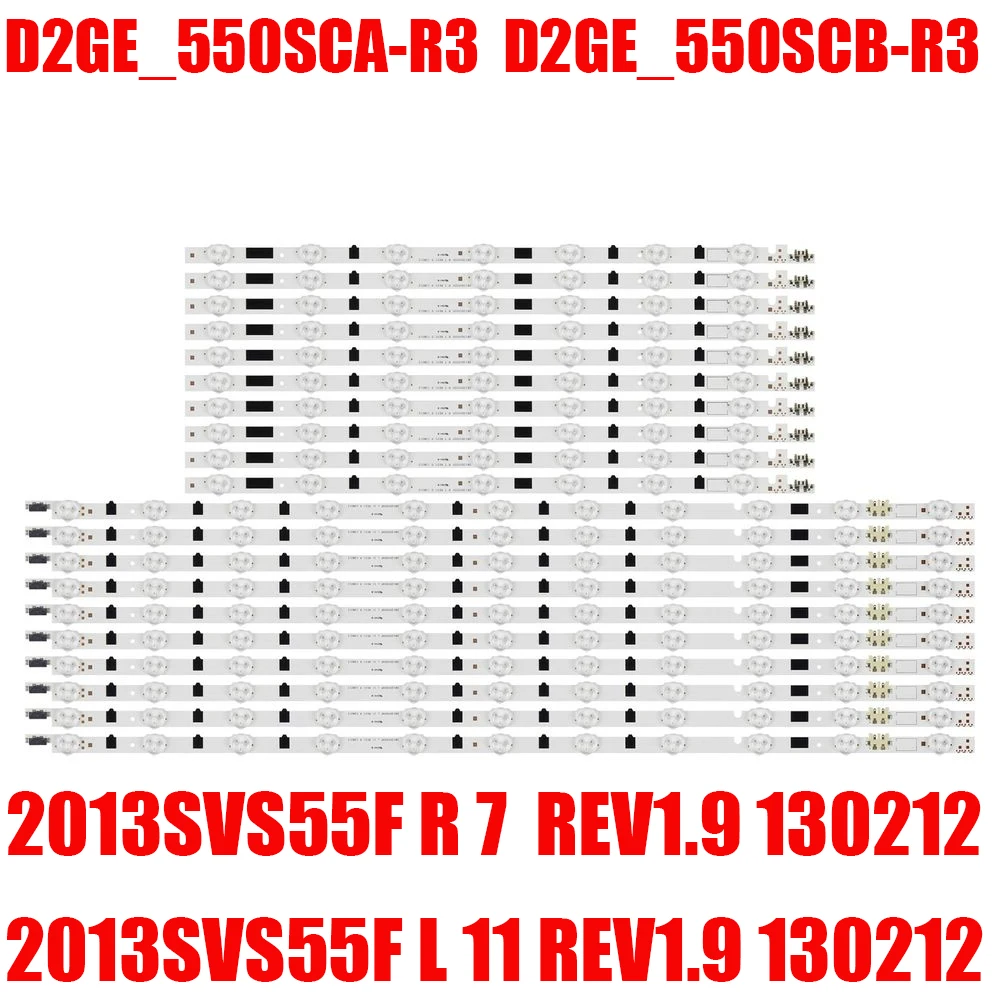 20pcs LED strip 11+7 (L+R) lamps For 2013SVS55F D2GE_550SCA-R3 D2GE_550SCB-R3 UA55F6400 UA55F6800 UA55F6300 UN55F6350