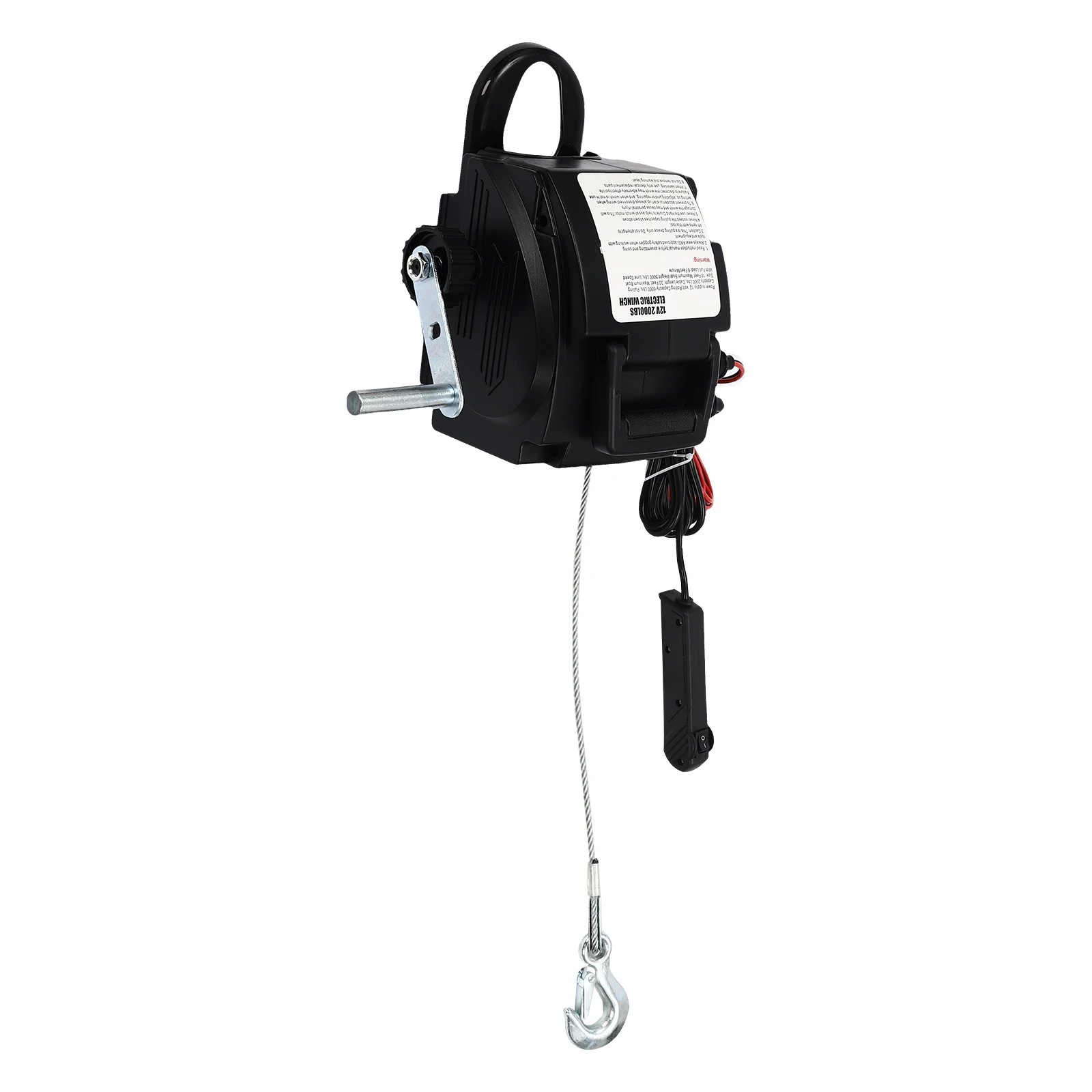 300W 12V Electric Winch Dual Control Modes Towing Tool 2000lbs Rated Pull Force Rescue Traction Tool