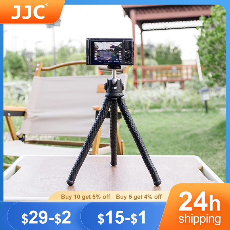 

JJC TP-FT1 Octopus Flexible TripodFor Phone SLR DSLR Gopro Camera Selfie Tripod Extend 1/4'' Screw With Cold Shoe Phone Clip