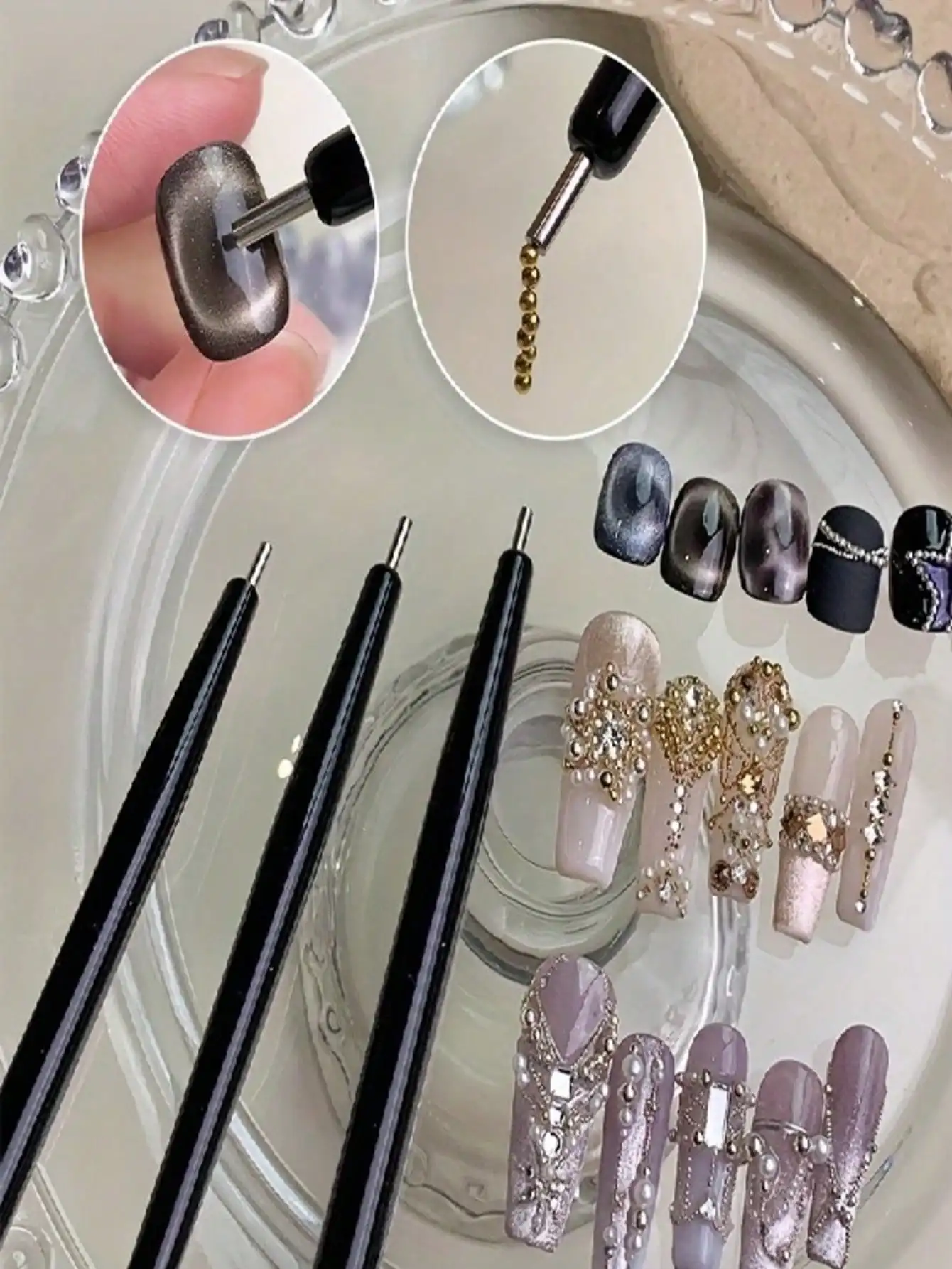 

1pcs/Nail Art Cat Eye Magnet Stick, Double-Ended Magnetic Pen for Cat Eye Gel Polish Manicure