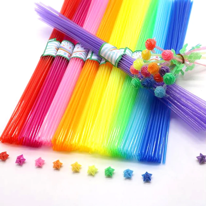 350pcs Children DIY Folded Star Plastic Straw Lucky Transparent Tube Origami