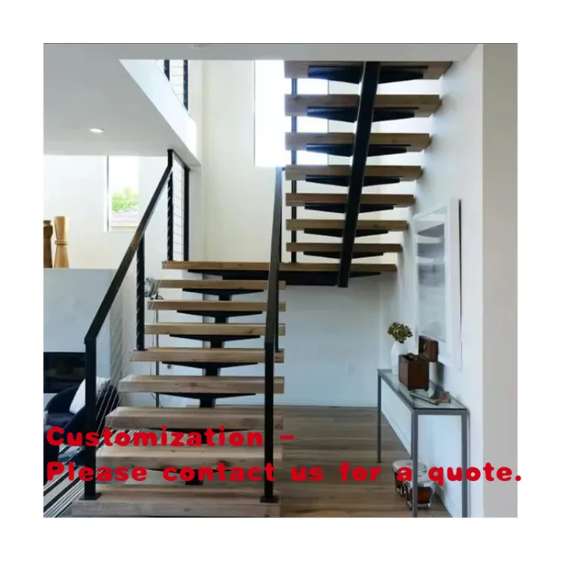 custom.Solid Oak Wood Steps Floating Stairs Timber Stairs Wood Handrail Villas Wooden Staircases