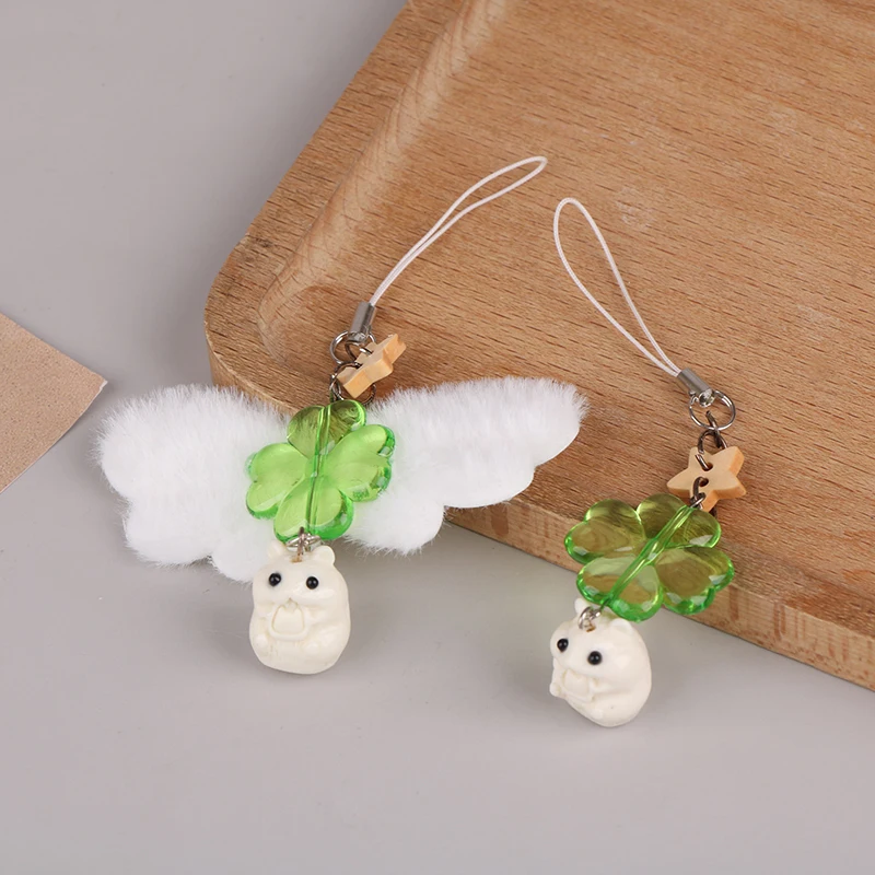 1Pc groene Lucky Clover Groundhog sleutelhanger Lucky Clover mobiele telefoon hangende touw hanger sleutelhanger