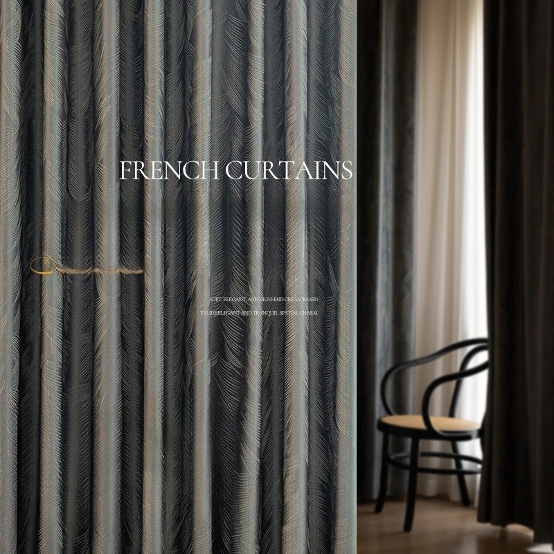 

Modern Simple High-precision Curtains Yarn-dyed Jacquard High-quality Curtains for Living Dining Room Bedroom Custom Size Fabric